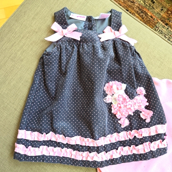 YoungHearts, Pink, Black & White Poodle Dress, Size 18 Months Tall - Picture 7 of 13